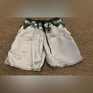 Pacific Scene L Mens Black Blue bottoms swim suit bathing trunks board shorts